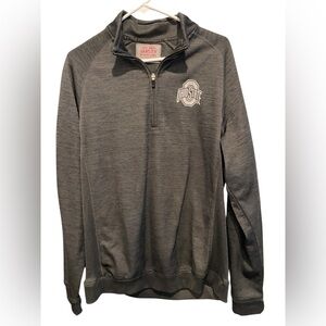 Men’s Ohio State Varsity Authentic Apparel Gray ¼ Zip Fleece Jacket.  Size XL